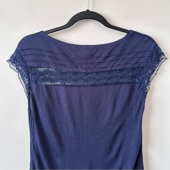 ANTHROPOLOGIE-DELETTA Lace Embroidered Inlay Detail Cap Sleeve Top (Size:XS) - Picture 6 of 10